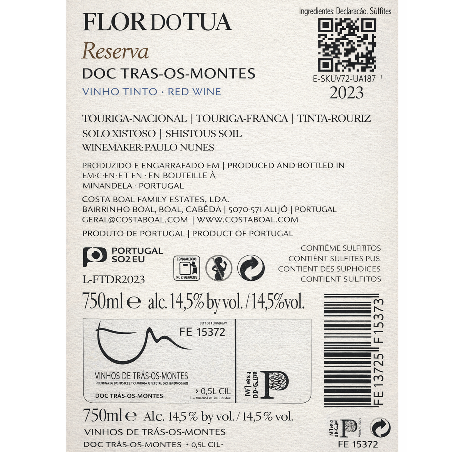 Rotwein Portugal "Flor do Tua" Reserva – Trás-os-Montes 0,75l