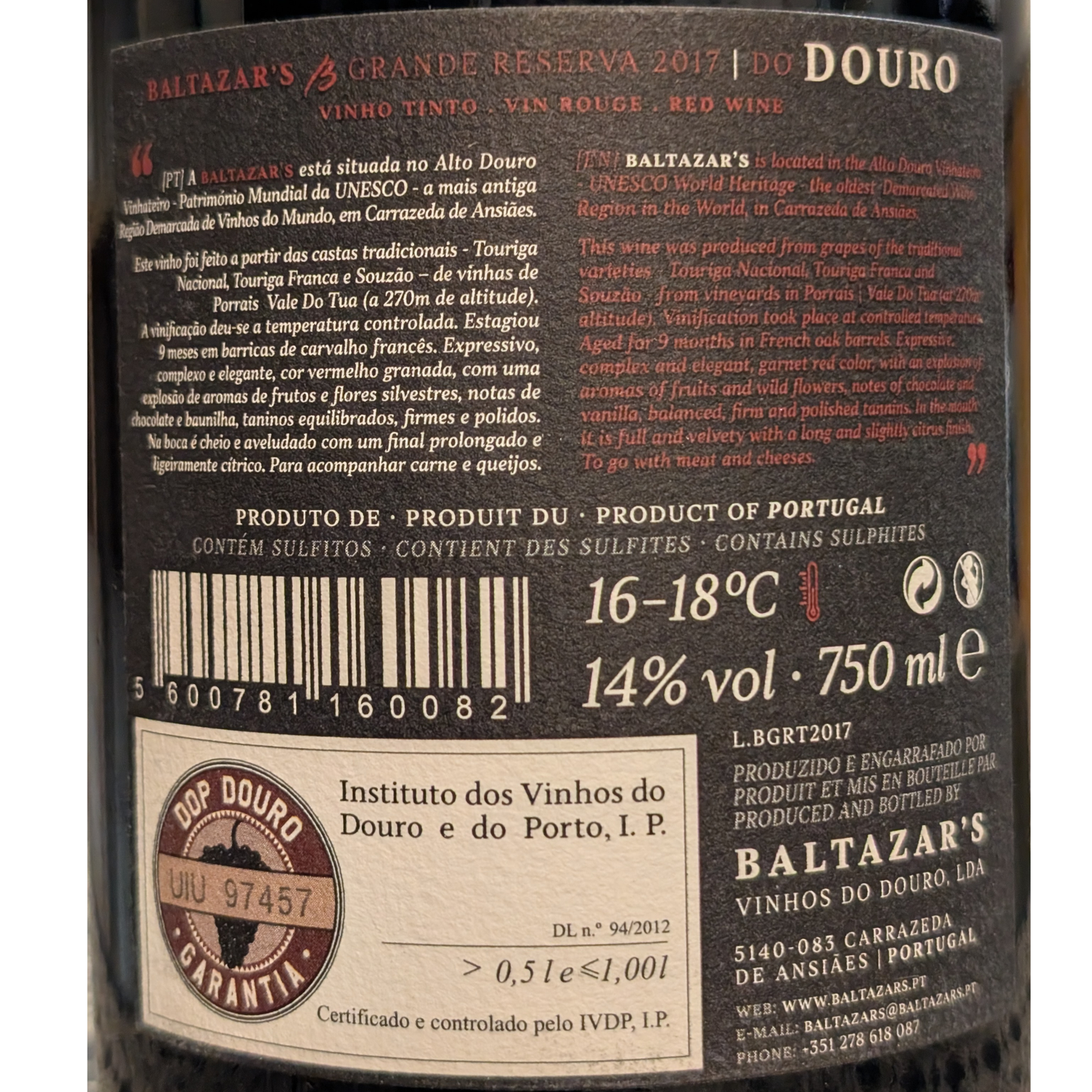 Portugiesischer Rotwein "Baltazar's" Douro Grande Reserva 2017 – 0,75l