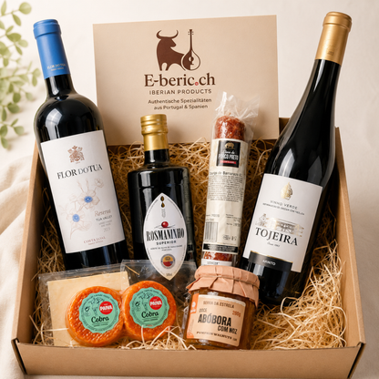 Feinkost Geschenkkorb "Iberischer Gourmet" mit Wein & Chouriço